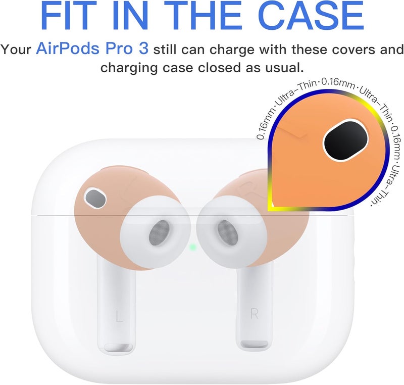 DamonLight [Fit in Case] 3 Pairs Cover for AirPods Pro 3 Anti Scratches Add Grip Sport Ear Tips [US Patent Registered] Compatible with AirPods Pro 3rd Generation 2025 (Orange) - Image 2